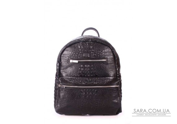 Рюкзак женский кожаный POOLPARTY Mini (mini-bckpck-leather-croco-black)