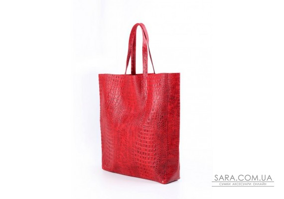 Шкіряна сумка POOLPARTY City (pool-leather-city-croco-red)