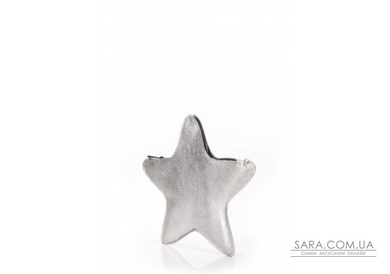 Кожаный клатч-косметичка POOLPARTY STAR (star-silver)