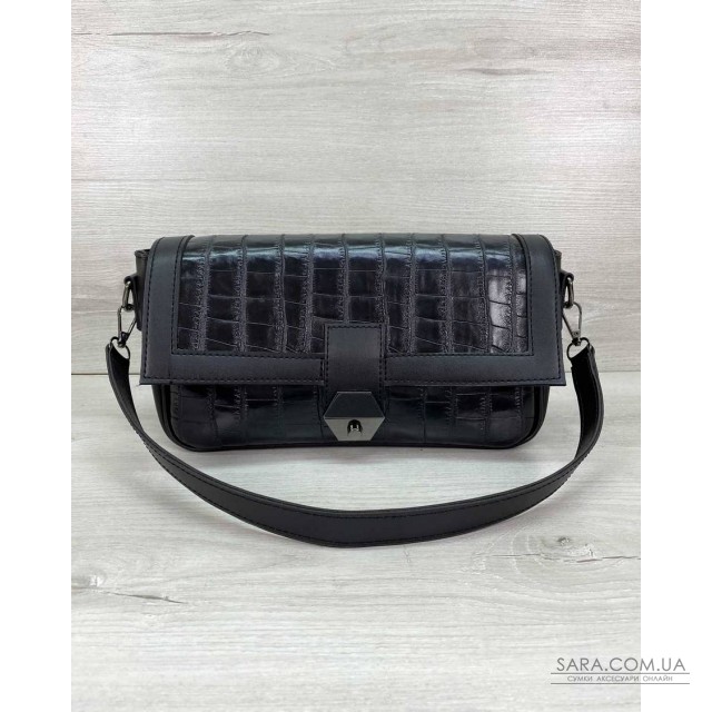 Жіноча сумка «Наомі» чорний крокодил WeLassie дешево Жіноча сумка «Наомі» чорний крокодил WeLassie дешево