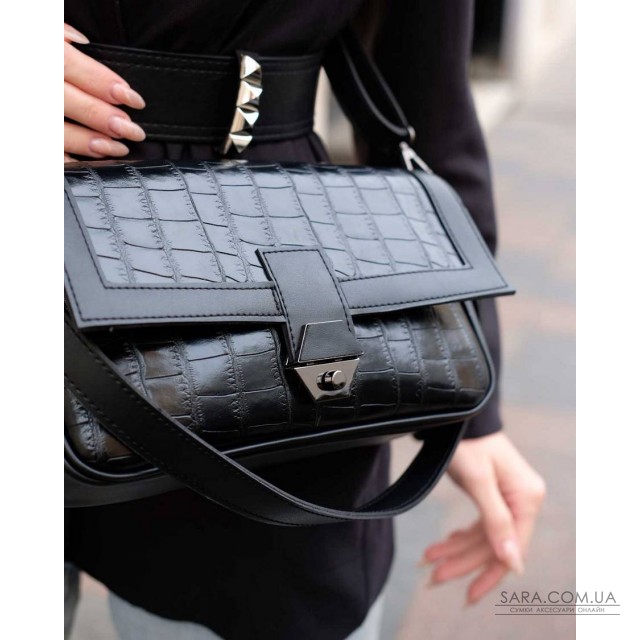 Жіноча сумка «Наомі» чорний крокодил WeLassie дешево Жіноча сумка «Наомі» чорний крокодил WeLassie дешево