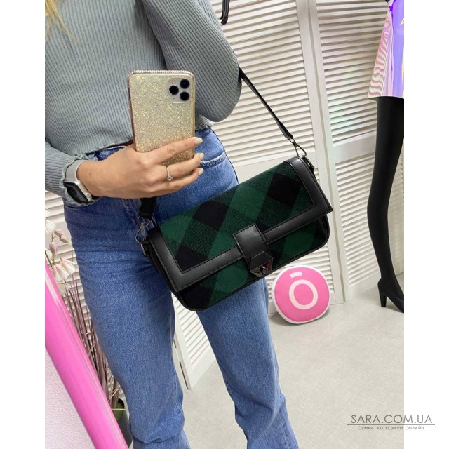 Жіноча сумка «Наомі» зелена клітина WeLassie дешево Жіноча сумка «Наомі» зелена клітина WeLassie дешево