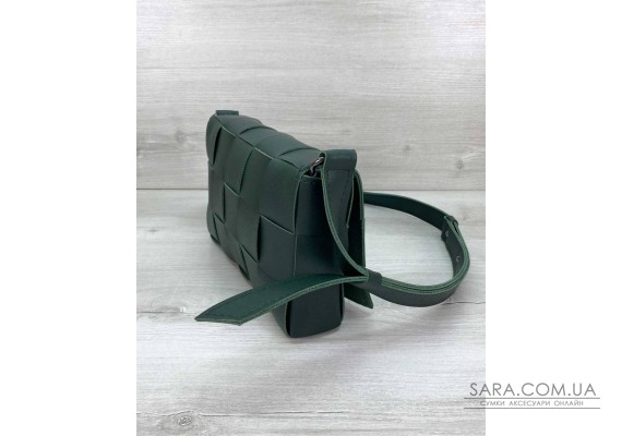 Женская сумка Bottega плетеная зеленая WeLassie