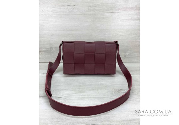 Женская сумка Bottega плетеная бордовая WeLassie