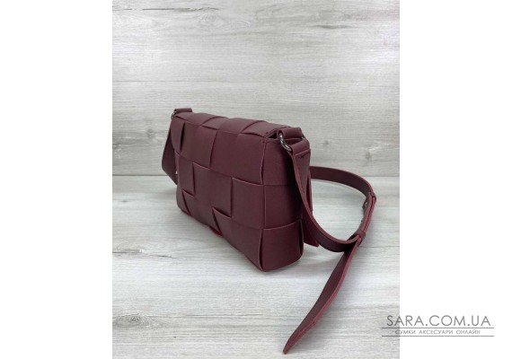 Женская сумка Bottega плетеная бордовая WeLassie