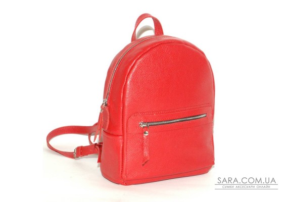 Женский кожаный рюкзак B020104 красный