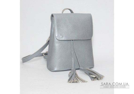 Женский кожаный рюкзак B030103 серебро