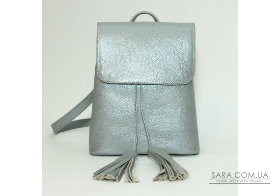 Женский кожаный рюкзак B030103 серебро