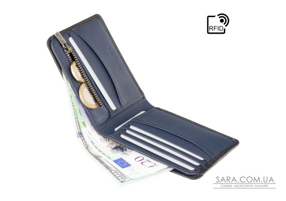 Гаманець чоловічий Visconti PLR72 Segesta c RFID (Black-Steel Blue)