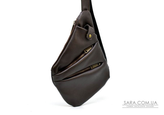 Мужская кожаная сумка-слинг GC-6402-3md коричневая бренд TARWA
