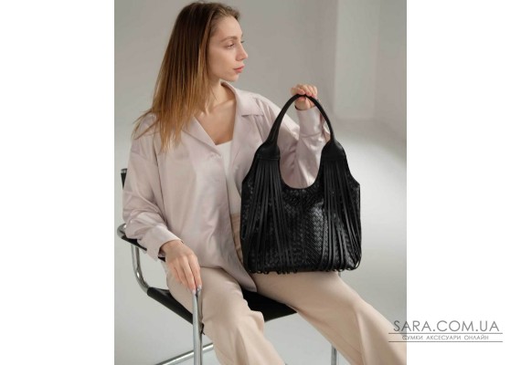 Жіноча сумка «Хелен» чорна плетена WeLassie