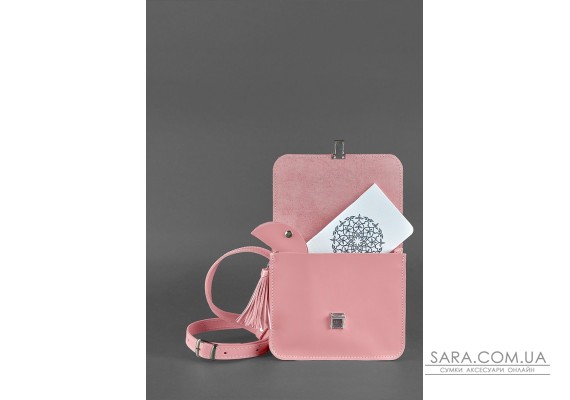 Шкіряна жіноча бохо-сумка Лілу рожева - BN-BAG-3-pink-peach BlankNote