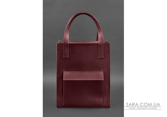 Кожаная женская сумка шоппер Бэтси с карманом бордовая - BN-BAG-10-1-vin-kr BlankNote