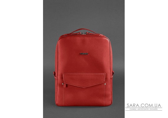 Кожаный городской женский рюкзак на молнии Cooper красный - BN-BAG-19-red BlankNote