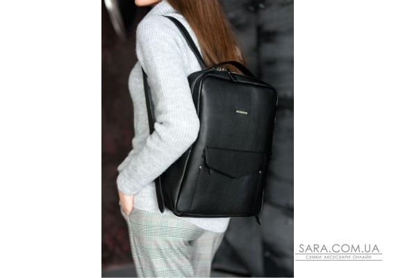 Кожаный женский городской рюкзак на молнии Cooper черный - BN-BAG-19-noir BlankNote