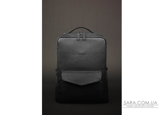 Кожаный женский городской рюкзак на молнии Cooper черный - BN-BAG-19-noir BlankNote