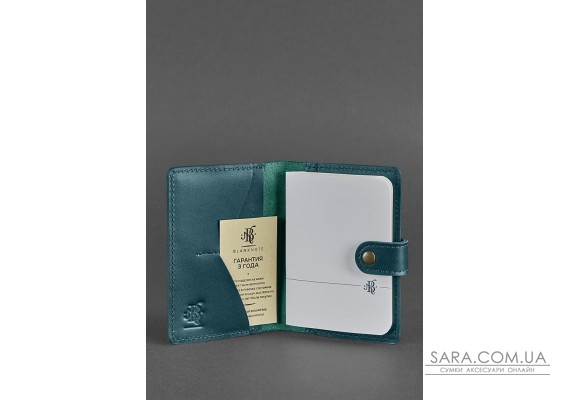 Шкіряна обкладинка для паспорта 3.0 зелена - BN-OP-3-malachite BlankNote