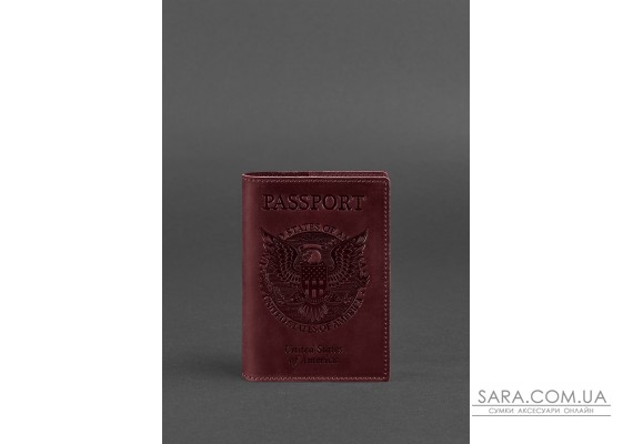 Шкіряна обкладинка для паспорта з американським гербом бордова - BN-OP-USA-vin BlankNote
