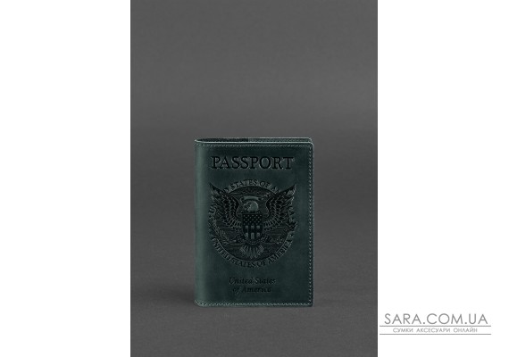 Шкіряна обкладинка для паспорта з американським гербом зелена - BN-OP-USA-iz BlankNote