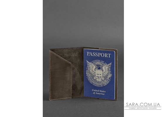 Шкіряна обкладинка для паспорта з американським гербом темно-коричнева - BN-OP-USA-o BlankNote