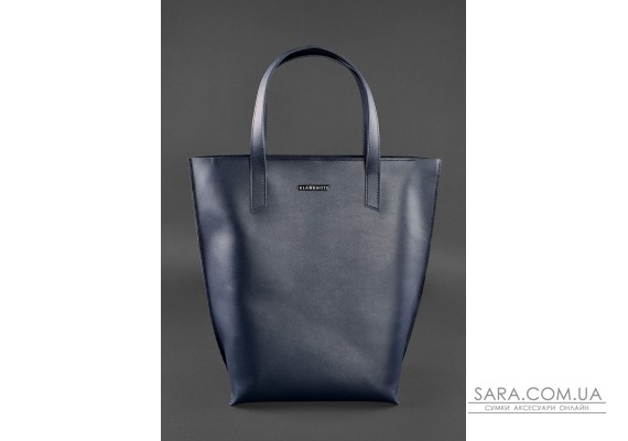 Шкіряна жіноча сумка шоппер D.D. темно синя - BN-BAG-17-navy-blue BlankNote