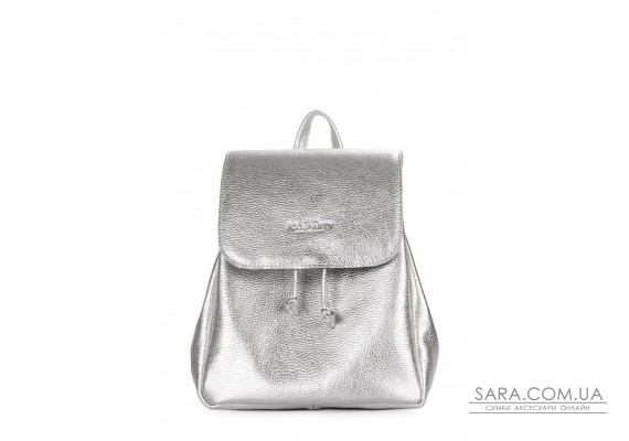 Срібний шкіряний рюкзак на зав'язках Paris (paris-silver)
