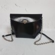 Сумка жіноча "Ліра" натуральна шкіра, чорний глянець ремінь з ланцюжком Anko