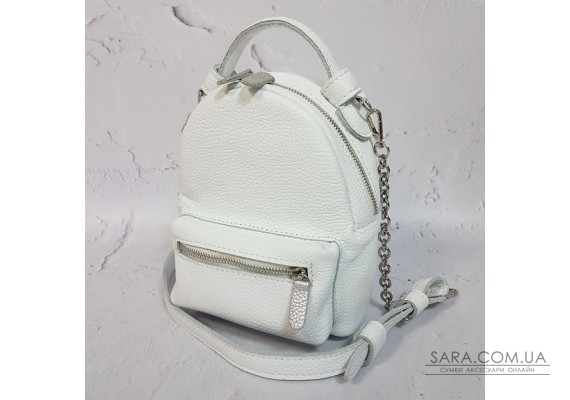 Рюкзак-сумка "Міні" натуральна шкіра, білий флотар Anko
