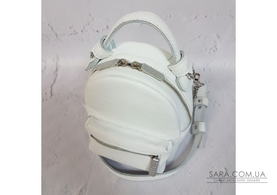 Рюкзак-сумка "Міні" натуральна шкіра, білий флотар Anko