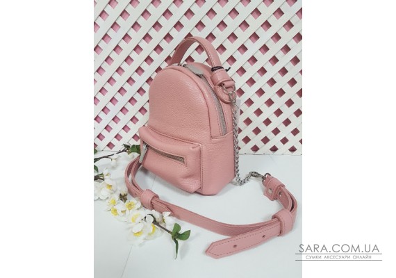 Рюкзак-сумка "Міні" натуральна шкіра, рожевий флотар Anko