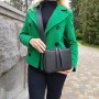 Сумка женская "КВАДРО" натуральная кожа, черная матовая под рептилию с широким ремнем Anko