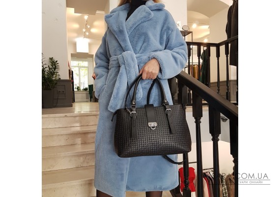 Сумка жіноча "Хлоя" натуральна шкіра, чорна з тисненням Венето Anko