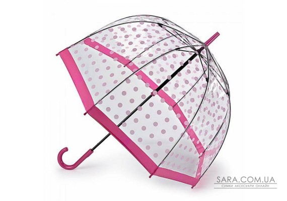 Парасолька-тростина жіноча Fulton Birdcage-2 L042 Pink Polka (Рожевий горох)