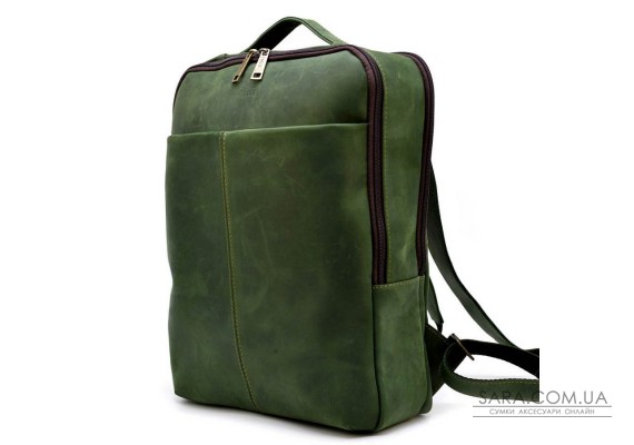 Зеленый кожаный рюкзак унисекс TARWA RE-7280-3md