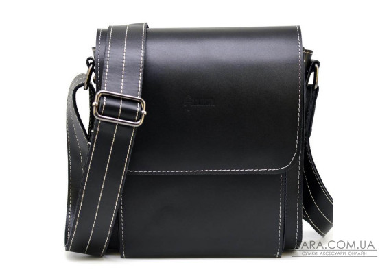 Черная сумка через плечо мужская ZAw-3027-3md от TARWA белая нитка