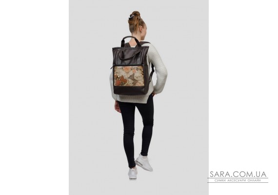 Жіноча сумка-рюкзак  Sambag Shopper темно-коричневий нубук