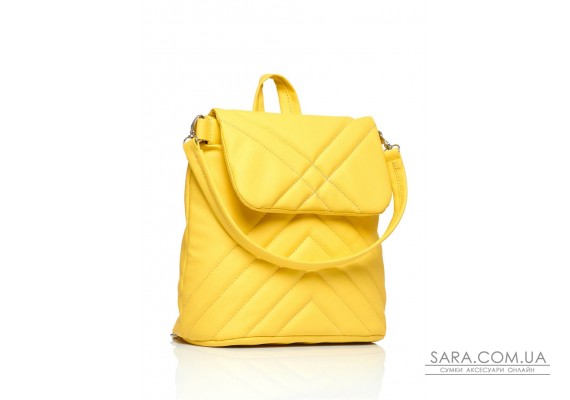 Жіночий рюкзак-сумка Sambag Loft строчений жовтий
