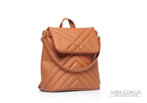Женский рюкзак-сумка Sambag Loft стеганый коричневый
