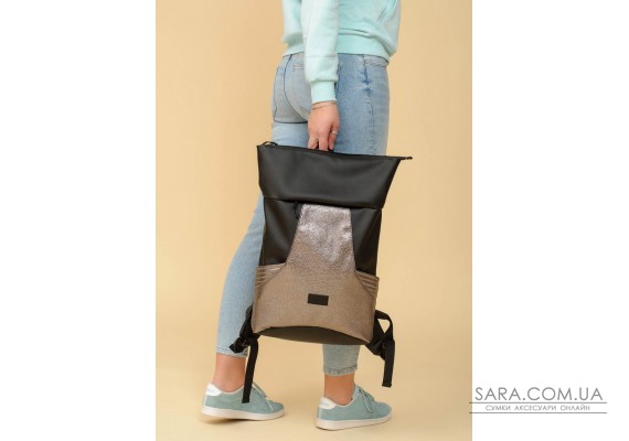 Рюкзак ролл Sambag RollTop X Чорний з битим сріблом