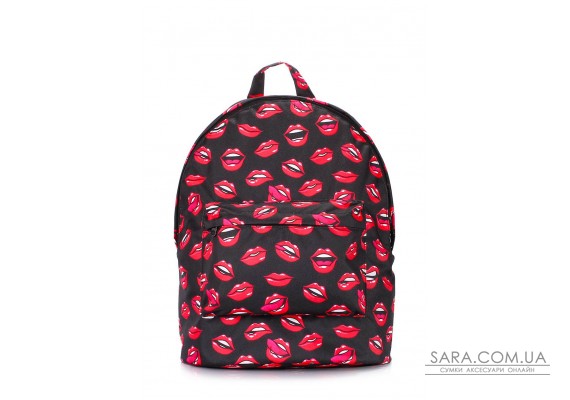 Женский рюкзак с принтом "губы" (backpack-lips-black)