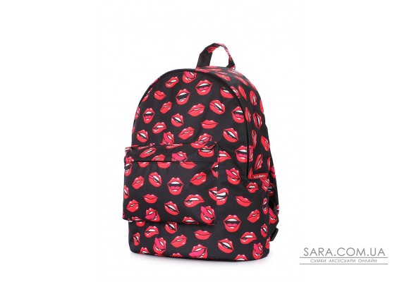 Жіночий рюкзак з принтом " губи "(backpack-lips-black)