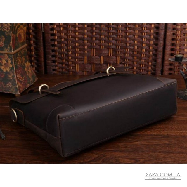 Чоловік шкіряний портфель, сумка, ретро-стиль, матова темна 7082R-1 Чоловік шкіряний портфель, сумка, ретро-стиль, матова темна 7082R-1