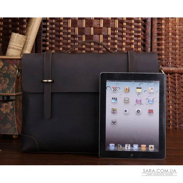 Чоловік шкіряний портфель, сумка, ретро-стиль, матова темна 7082R-1 Чоловік шкіряний портфель, сумка, ретро-стиль, матова темна 7082R-1