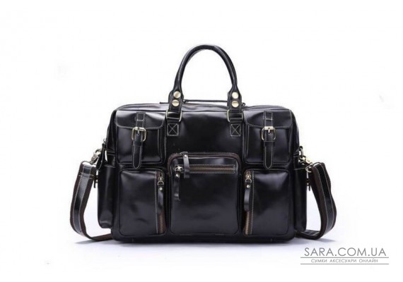 Стильна шкіряна сумка, колір чорний, Bexhill 7028A