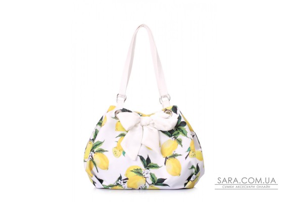 Літня сумка POOLPARTY Serena з бантом і лимонами (serena-lemons)