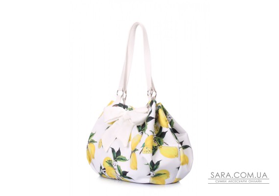 Літня сумка POOLPARTY Serena з бантом і лимонами (serena-lemons)