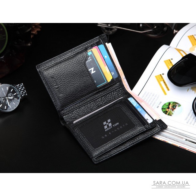 Чоловіче шкіряне чорне портмоне HAUTTON QB14 Чоловіче шкіряне чорне портмоне HAUTTON QB14