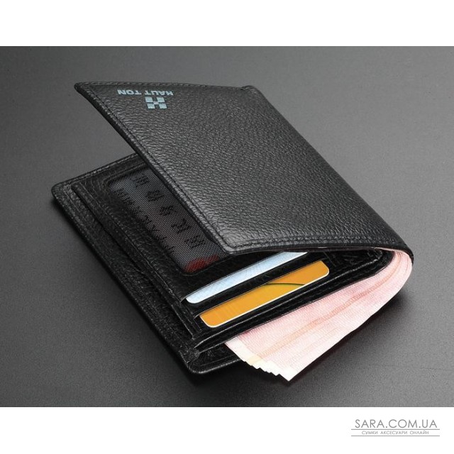 Чоловіче шкіряне чорне портмоне HAUTTON QB14 Чоловіче шкіряне чорне портмоне HAUTTON QB14