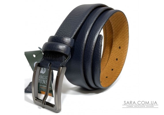 Ремень из кожи оленя 35мм синий, классическая пряжка t18410