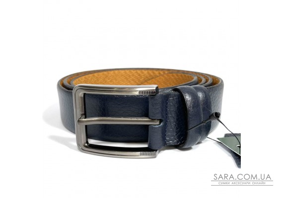 Ремень из кожи оленя 35мм синий, классическая пряжка t18410